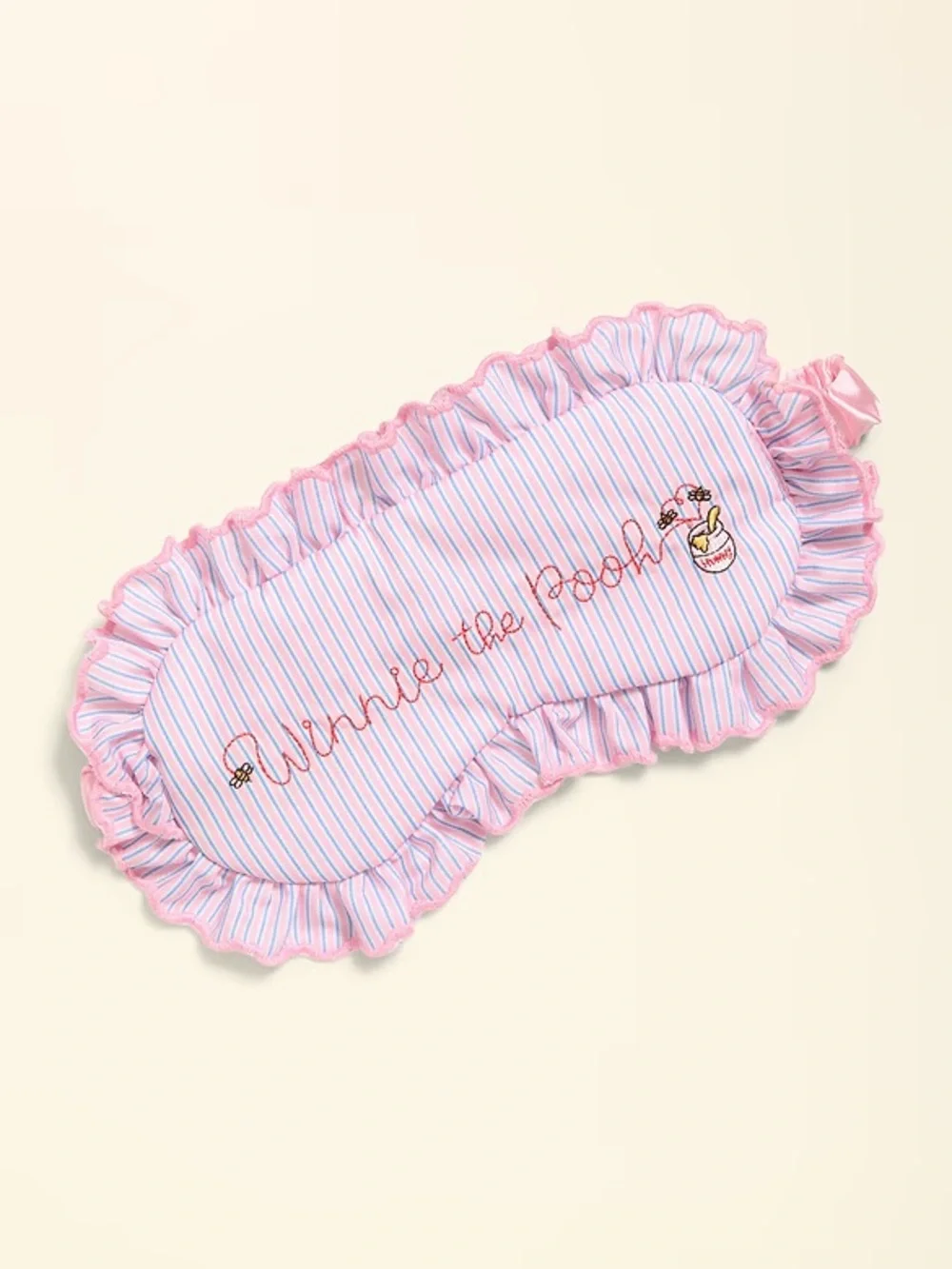 Disney Pink Striped Winnie the Pooh Ruffle Sleep Mask